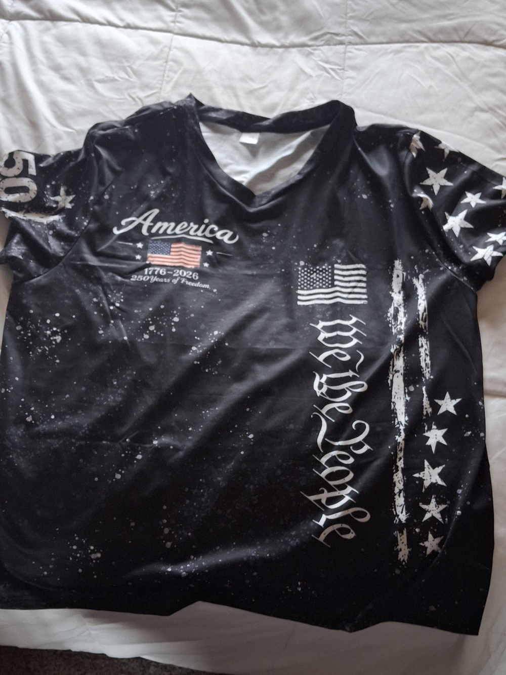 Black Patriotic America Graphic Tee with Flag